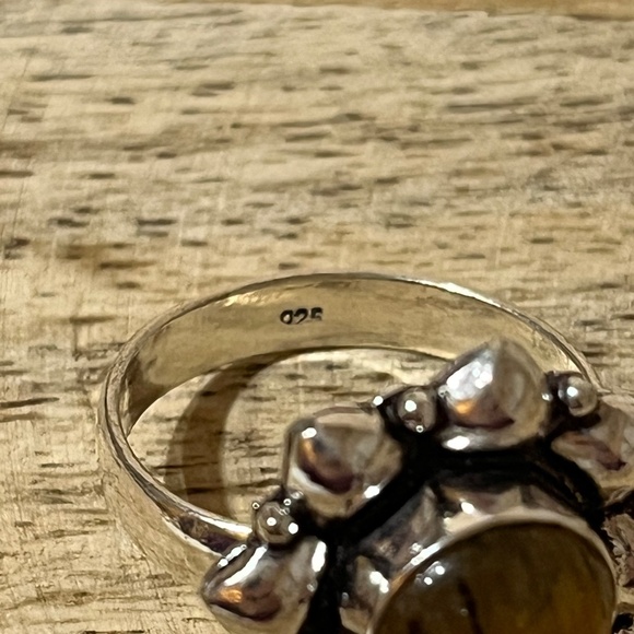 TIGERS EYE GEMSTONE RING STAMPED 925 SILVER PLATED SIZED 9 - Picture 5 of 9